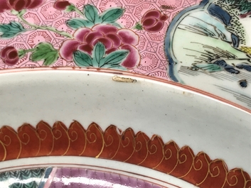 A pair of Chinese famille rose 'Romance of the Western chamber' basins, Yongzheng