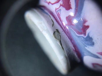 An unusual small Chinese faux-marbre-glazed vase, 18th C.
