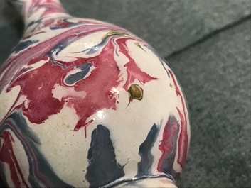 An unusual small Chinese faux-marbre-glazed vase, 18th C.