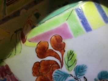 A fine Chinese famille rose dish with figures in a garden, Yongzheng