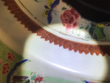 A Chinese famille rose basin with figures in a garden, Yongzheng