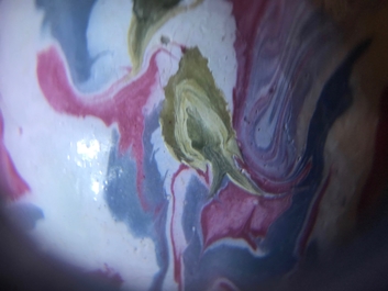 An unusual small Chinese faux-marbre-glazed vase, 18th C.