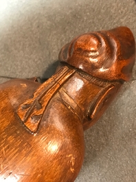 Twee Chinese bamboe figuren, 19e eeuw