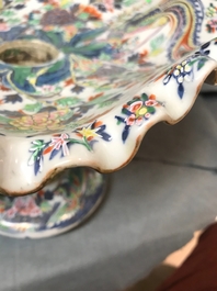 An exceptional three-piece Chinese famille rose epergne milieu-de-table, 19th C.