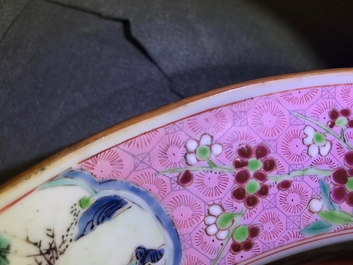 A pair of Chinese famille rose 'Romance of the Western chamber' basins, Yongzheng