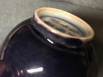A Chinese monochrome aubergine wine cup, Jiajing mark, 19/20th C.