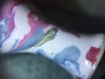 An unusual small Chinese faux-marbre-glazed vase, 18th C.
