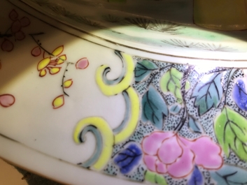 A fine Chinese famille rose dish with figures in a garden, Yongzheng
