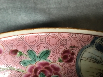 A pair of Chinese famille rose 'Romance of the Western chamber' basins, Yongzheng