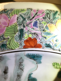 A fine Chinese famille rose dish with figures in a garden, Yongzheng