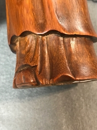 Twee Chinese bamboe figuren, 19e eeuw