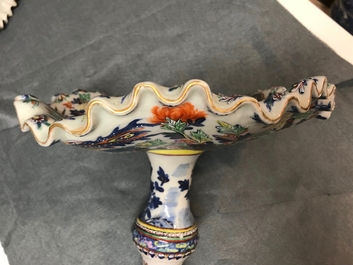 An exceptional three-piece Chinese famille rose epergne milieu-de-table, 19th C.