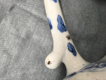 A Chinese blue and white jug with figurative medallions, Transitional period