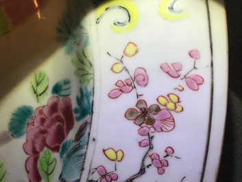 A fine Chinese famille rose dish with figures in a garden, Yongzheng