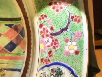 A Chinese famille rose basin with figures in a garden, Yongzheng