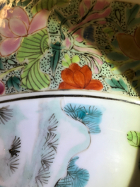 A fine Chinese famille rose dish with figures in a garden, Yongzheng