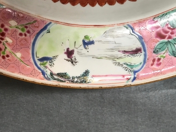 A pair of Chinese famille rose 'Romance of the Western chamber' basins, Yongzheng