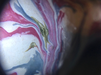An unusual small Chinese faux-marbre-glazed vase, 18th C.
