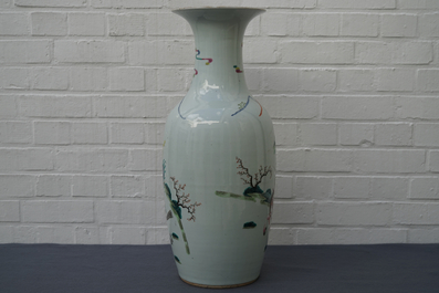 A Chinese famille rose 'warriors' vase, Kangxi mark, 19th C.