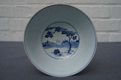 A Chinese blue and white 'Cao sisters' bowl, Chenghua mark, Kangxi