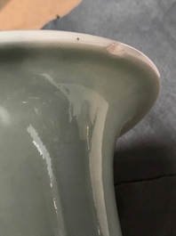 Two Chinese blue and white celadon ground vases, 19th C.