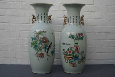 Two Chinese famille rose double design vases, 19/20th C.