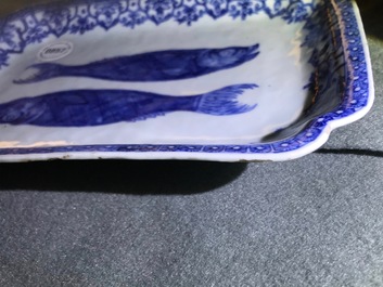 A Chinese blue and white herring dish for the Dutch market, Qianlong