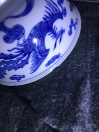 A Chinese blue and white 'phoenix' bowl, Chenghua mark, Kangxi