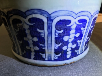Two Chinese blue and white celadon ground vases, 19th C.