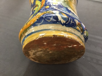 An Italian maiolica drug jar of 'albarello' type, Venice, 2nd half 16th C.