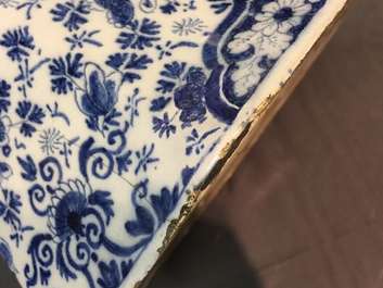 A pair of very large Dutch Delft blue and white vases, first quarter 18th C.