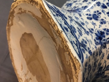 A pair of very large Dutch Delft blue and white vases, first quarter 18th C.