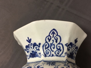 A pair of very large Dutch Delft blue and white vases, first quarter 18th C.