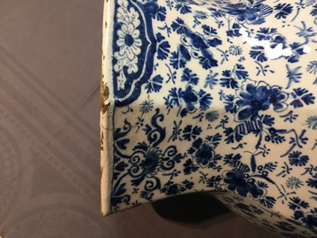 A pair of very large Dutch Delft blue and white vases, first quarter 18th C.