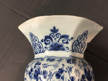 A pair of very large Dutch Delft blue and white vases, first quarter 18th C.