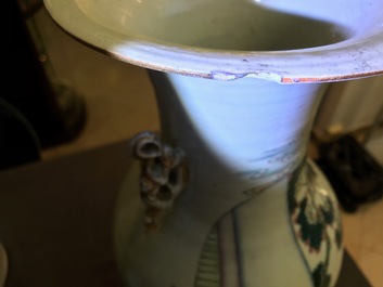 Two Chinese famille rose double design vases, 19/20th C.