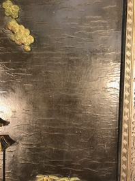 Un panneau en bois laqu&eacute; incrust&eacute; de jade et cloisonn&eacute;, Chine, 18&egrave;me
