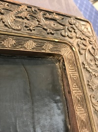 Un panneau en bois laqu&eacute; incrust&eacute; de jade et cloisonn&eacute;, Chine, 18&egrave;me