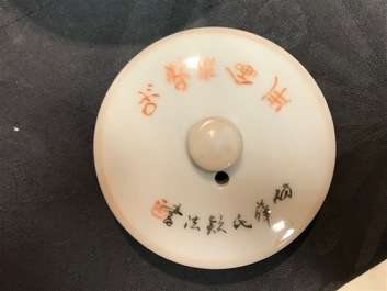 Two Chinese famille rose and qianjiang cai teapots, 19/20th C.