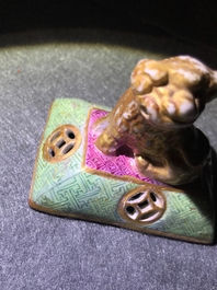 A Chinese famille rose censer and cover, 19th C.