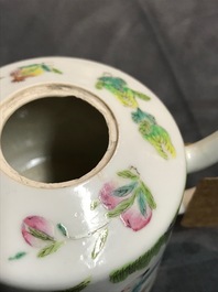 Two Chinese famille rose and qianjiang cai teapots, 19/20th C.