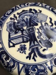 A large Chinese blue and white 'ladies' jar and cover, Kangxi