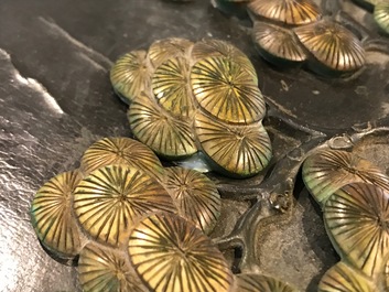 Un panneau en bois laqu&eacute; incrust&eacute; de jade et cloisonn&eacute;, Chine, 18&egrave;me