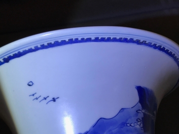 A Chinese blue and white yenyen 'river landscape' vase, Kangxi