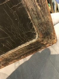 Un panneau en bois laqu&eacute; incrust&eacute; de jade et cloisonn&eacute;, Chine, 18&egrave;me