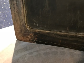 Un panneau en bois laqu&eacute; incrust&eacute; de jade et cloisonn&eacute;, Chine, 18&egrave;me