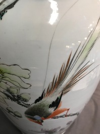 Two Chinese famille rose double design vases, 19/20th C.