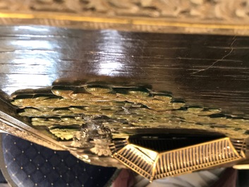 Un panneau en bois laqu&eacute; incrust&eacute; de jade et cloisonn&eacute;, Chine, 18&egrave;me
