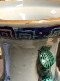 Two Chinese famille rose and qianjiang cai vases, 19th C.