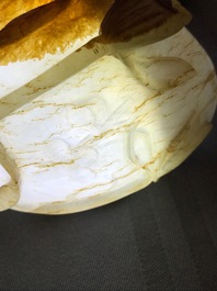 A Chinese lotus-shaped russet jade libation cup, 18/19th C.